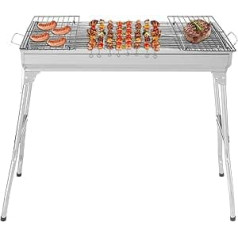 Charcoal Grill, Camping Grill, Folding Grill Made of Stainless Steel, 70 x 31 x 71 cm (XL), Portable Barbecues, Complete Accessories, Outdoor, Patio, Camping, Barbecue Party, for 5-10 People