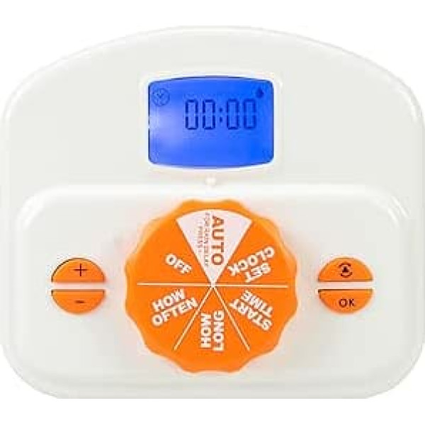 PNI Irrigation Programmer WT09 LCD Display Automatic and Manual Watering Time, Duration and Days of Watering, White Orange