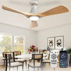 Depuley Ceiling Fans 42 Inch with Lights: Grainy Built-in Ceiling Fan with Low Profile, DC Motor Fan Quiet and Dimmable with App Timer Remote Control