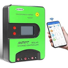 MPPT Solar Charge Controller 30A 12V/24V Automatic Max PV 100V Charge Controller Built-in WiFi Adapter with LCD Display for Gel Sealed Immersion AGM and Li-ion Batteries (WLAN)