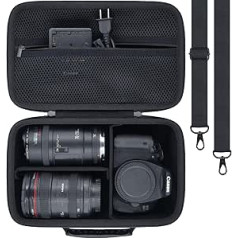 Khanka Hard Case for Canon EOS Rebel 2000D/4000D/1300D/R50/R100/R5/R7/R8/R6 Mark II/250D DSLR Camera Hard Case Protective Case for Canon EOS Camera and 18-55 mm/18-45 mm Lens, Case Only (Black)