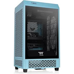 Thermaltake The Tower 200 Turquoise Mini-ITX Vertical Showcase Tempered Glass 2 x CT140 Pre-Installed 280 mm AIO Support GPU up to 380 mm