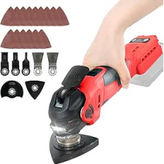 Multifunctional Tool Battery Compatible with Milwaukee M18 18 V Brushless Oscillating Tool Multitool 5 Adjustable Speed 20 Accessories for Cutting, Grinding, Polishing (without Battery)
