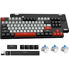 ATTACK SHARK AK871 Hot-Swap Mechanical Keyboard, QWERTY, 87 Keys Compact Wireless Gaming Keyboard, Dual Mode BT/2.4G, Magnetic Cover, for Mac/Windows/Android - Black with Blue Switch