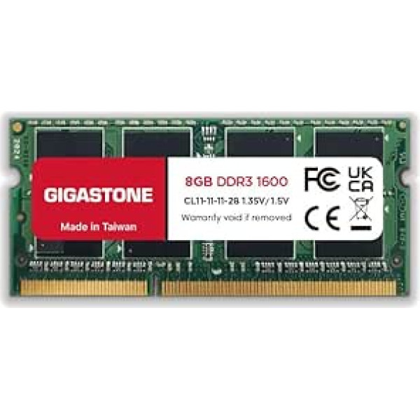 [DDR3 RAM] Gigastone Laptop RAM 8GB DDR3 RAM 8GB DDR3-1600MHz PC3-12800 CL11 1.35V SODIMM 204 Pin/Pin Unbuffered Non-ECC Computer Memory RAM (Notebook / Laptop Only)