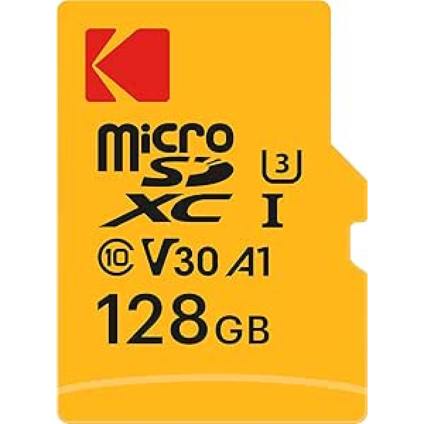 Kodak Ultra 128GB UHS-I U3 V30 A1 MicroSD Memory Card - Read Speed up to 95MB/s and Write Speed up to 40MB/s - Includes SD Adapter