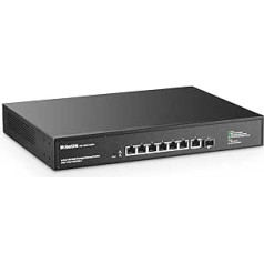MokerLink 8 Port 10 Gigabit PoE Web Managed Switch with 10G SFP+, 7 Port PoE++ IEEE802.3af/at/bt 260W, Managed Rack Mount Network Switch