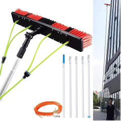 GWAWG 3-12 m Washing Brush with Water Connection, Telescopic Rod Window Cleaning, Extendable Cleaner Conservatory Roof, Cleaning Photovoltaic and Solar Panels, 12 m Rod, 50 cm Brush
