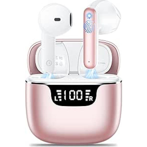 Bluetooth-Kopfhörer, kabellos, Bluetooth 5.4, mit 4 ENC, Geräuschunterdrückung, Roségold