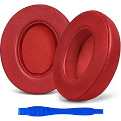 Aurivor Replacement Ear Pads for Beats Studio 3 Studio 2 (B0501, B0500) Wireless & Wired Headphones - Ear Cushions with Premium Faux Leather, Softer Memory Foam & Strong Adhesion (Lamskin Red)