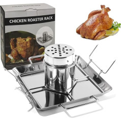 Chicken Roaster, Beer Can, Chicken Roasting Dish Stand, Stainless Steel, Removable Chicken Rack with Vertical Non-Stick Coating for Oven or Grill Accessories, Chicken Roaster
