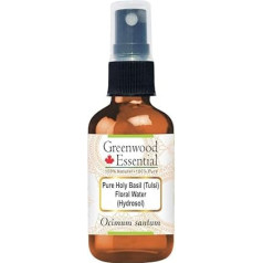 Greenwood Essential Natural Pure Holy Basil (Tulsi) Flower Water (Hydrosol) (Ocimum santum) Natural Therapeutic Grade 50 ml (1.69 oz)