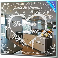 Spiegel mit Gravur Liebe 3 ★ Wandbild ★ Valentinstag ★ Jahrestag ★ Partnergeschenk ★ personalisiert