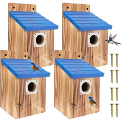 4-teiliges Vogelhaus-Set für den Außenbereich, Vogelhäuser für den Außenbereich mit Metallschutz, Sicherheitsschlössern, Flugschlitzen & Belüftung, Bluebird-Häuser mit 3,8 cm Eingang für Bluebirds