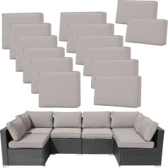 Ersatz-Kissenbezüge für Terrassenkissen, Outdoor-Couchkissen, wasserdicht, Möbelkissenbezüge, Schonbezüge mit Reißverschlüssen, nur Bezug (Hellgrau, 65 x 65 x 8 cm), 14-teilig