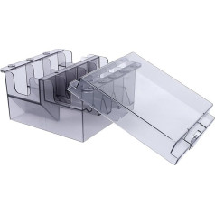 Transparent plastic storage box with compartments, large capacity, durable and space-saving as a comb organiser for hairdressing salon and household