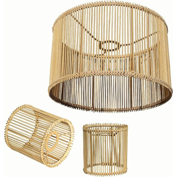 Decorative/Chic Lampshade Set, 1 x 30 cm and 2 x 15 cm Height, Natural/Modern Boho Design for Hanging, Standing and Table Lamps (Bohemian Pattern B)