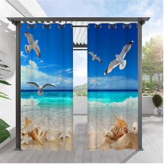 Outdoor Curtains, Waterproof, Weatherproof Privacy Screen, Patio Sun Protection for Balcony, Porch, Pergola, Garden Arbour, Pack of 2, Style 12, 132 x 213 cm