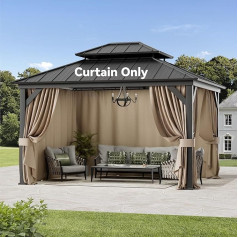 Gazebo Curtain Universal 4 Panels Side Walls 11 x 13 Inch Outdoor Gazebo Privacy Screen Curtains with Zipper Replacement for Outdoor Patio Garden and Backyard (Only