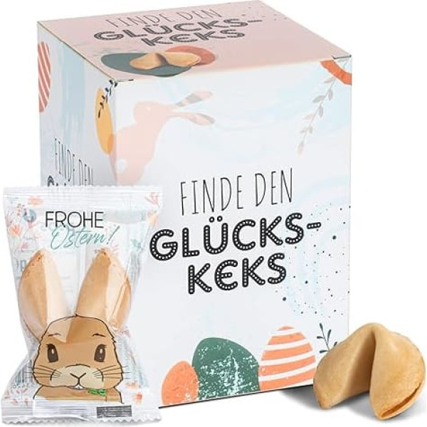 FOOD crew 12 x Lucky Biscuits Easter – Easter Sweets – Lucky Biscuits Individually Packed – Lucky Biscuits with German Sayings – Easter Gifts – Vegan Sweets – Easter Party Bags – Easter Gifts Children