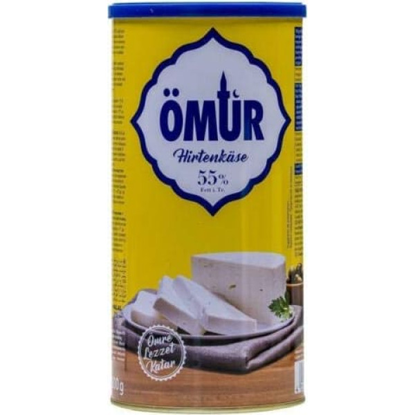 Ömür Shepherd's Cheese - 1x 800g Metal Tin - Cheese in Brine Cow Cheese Soft Cheese Classic Cheese Ciftlik Peyniri Cow Cheese 55% Fat 100% Cow Milk Microbial Lab Vegetarian Gluten Free Halal