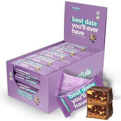 treatfuls Dark Organic Peanut Chocolate Bars 20 x 40 g | Dates and Nuts | Organic & Vegan | 100% Natural Ingredients | Gluten Free | Lactose Free | No Soy