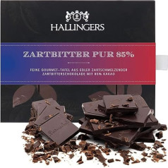 Hallingers Pure Dark 85% - Vegan Chocolate Dark Fine Cocoa 85% Pure Soft Melting - Handmade, Alcohol-free (Box) - Gift Ideas Christmas & Gifts Advent Calendar Birthday Glüc
