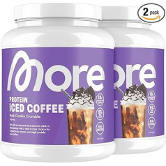MORE Protein Iced Coffee, 2 x 500 g, Dark Cookie Crumble, Iced Coffee with Valuable Proteins, Low Sugar and Fat, Made in Germany