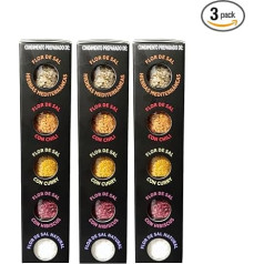 TERRAMAR MALLORCA - 3 x Flor de Sal Black Edition Gourmet Salt Set of 5 Sea Salt and Spices from Mallorca the Ideal Gift Idea (3 x 100 g)