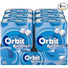 Orbit Refreshers Peppermint 6 x 30 Pieces - Sugar Free Peppermint Flavoured Chewing Gum, 180 Dragees Value Pack