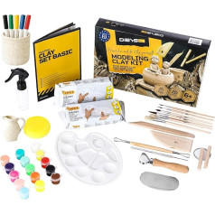 DIBYS Pottery Set for Home, Starter with Modelling Tool, Clay Air Drying in White, Paints & Brushes, DIY Pottery for Children & Adults, Creative Gift Ideas