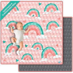 Play Mat & Crawling Mat Baby Foldable 127 x 127 cm Floor Protection Against Falls Play Mat for Babies - Thick Non-Slip & Washable - Play Mat Montessori Activities - Crawling Blanket Valbaby