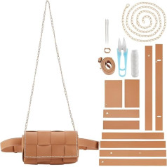 WEBEEDY DIY PU Leather Handbags Set, Crossbody Bags Set, Handmade Shoulder Bags, Knitted Set, Hand-Stitched Leather Sewing Set for Adults, Beginners (Camel)