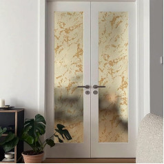 Antike transparente Fensterfolie, dekorativ, doppelseitig, selbstklebend, transparente Fensterfolie, Türabdeckungs-Aufkleber für Zuhause, Wohnung, Vintage-Gold, rissig, 30 x 300 cm
