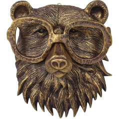 Gresonic 3D Bear Head Wall Mount Ornament Animal Heads Wall Art Hanging Sculptures Small Metal Wall Art Resin Wall Decor Ornament Waterproof Bronzed Resin Decorations for