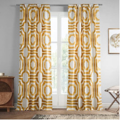HPD Half Price Drapes PRTW-D23C-96 Mecca Printed Cotton Curtain, Gold, 50 x 96 cm