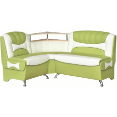 Rodnik Samba Corner Bench Green / White Faux Leather with Shelf and Storage Space Upholstered Bench Chest Bench 164 x 128 cm
