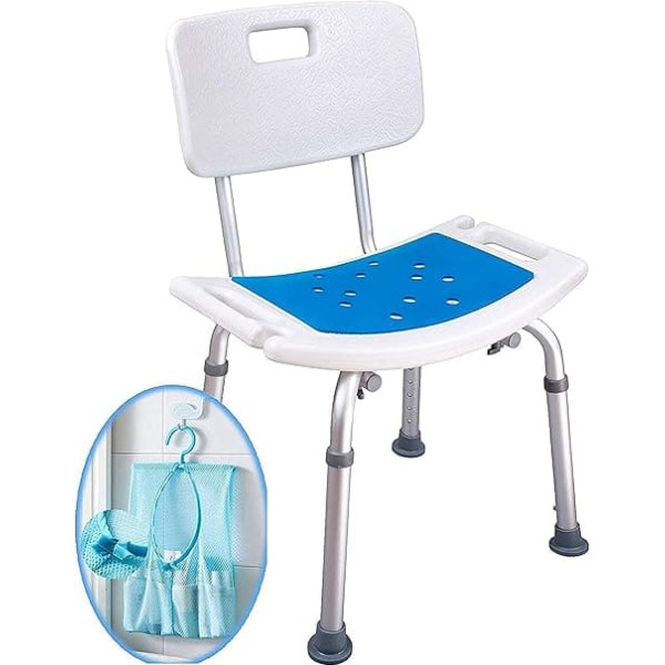 Medokare Shower Stool with Padded Seat – Shower Seat with Pocket for Seniors/Shower Bench Bath Chair Handicap Shower Seats Adults