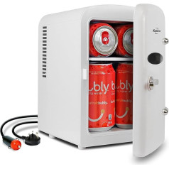 Retro Mini Fridge For Bedrooms 4L Small 6 Can Table Top 12V Portable Cooler Refrigerator Quiet Mini Fridges For Skincare Food Drinks Kids Home Car & Travel White