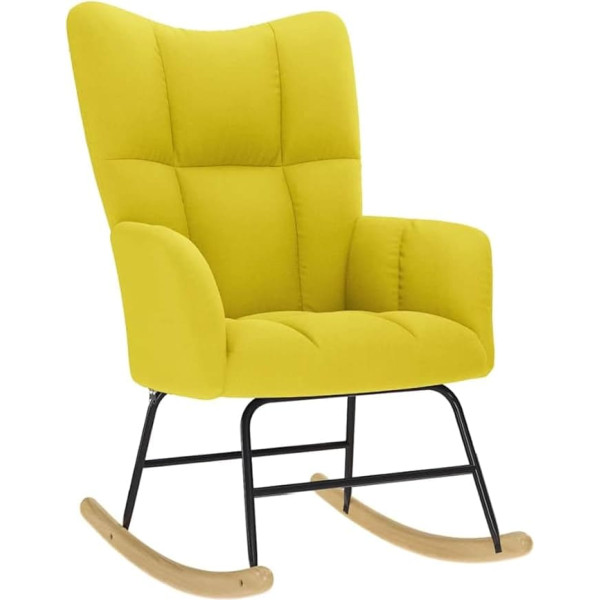 vidaXL Rocking Chair, Light Yellow Fabric, Chair, Relaxing Chair, Living Room Chair, Rocker, Fabric Swing Chair