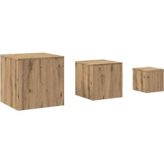 vidaXL Side Tables Set of 3 Artisan Oak Wood Material Coffee Table Lamp Table Side Table Living Room Table Sofa Table Console Table