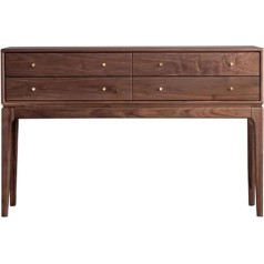 Console Table, Black Walnut Wood Entrance Table, Mid Century Modern Console with 4 Drawers, Side Table, Sofa Table, for Living Room, Entrance Area and Bedroom, Entrance Table (Medium)