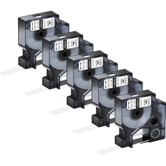 3 5 Pack of 10 Compatible Label Tapes Compatible with A18444 A18445 A18432 A18435 12 mm Tape Work with Industrial 1000 5200 Label Maker (5PK Black on White)