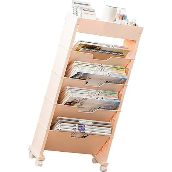 Naroote Bookcase, Universal Wheel, Foldable Classroom Bookcase, Scalable for Home (Plastic)