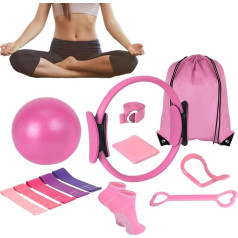 Generisch Pilates Set - 13-Piece Pilates Ring Set with Yoga Ball, Strap and Fitness Bands, Resistance Ring for Legs and Arms, Ideal for Women, Home and Gyms