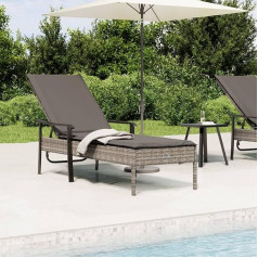 Sun Lounger with Cushion Poly Rattan with Cushion Grey Beach Chair Deck Chair Pool Camping Sun Lounger Garden Yard Balcony
