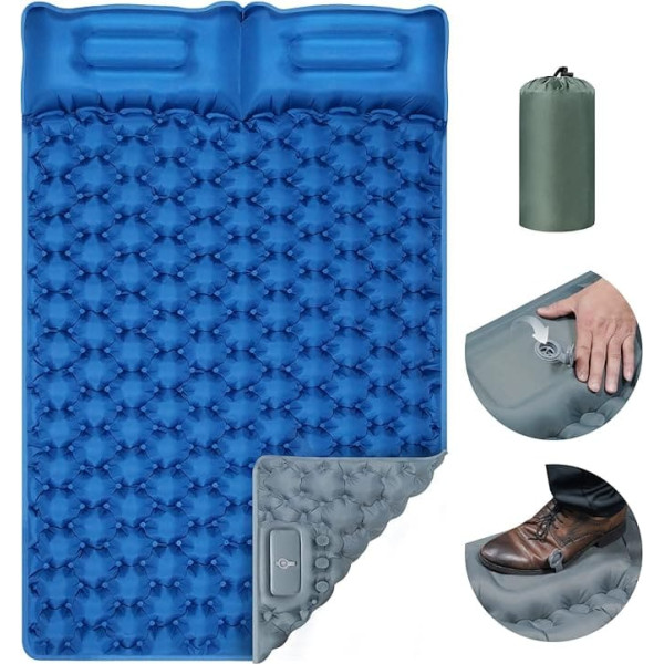 Sleeping Mat Camping Self-Inflatable, Ultralight Inflatable Sleeping Mat with Foot Press Pump 10 cm Thickened Waterproof Air Mattress for Outdoor, Foldable Sleeping Mat for Travel, Hiking