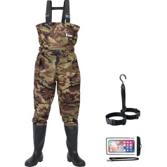 Bootfoot Fishing Chest Waders for Men Women with Boots 2-Layer Nylon/PVC Waterproof Hunting Waders with Boot Hanger