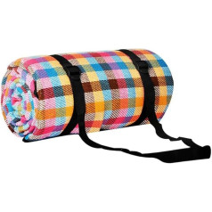 Waterproof Picnic Mat Outdoor Camping Beach Mat Colorful Plaid Stripe Rectangle Sleeping Blanket Living Room Rug 1 Piece