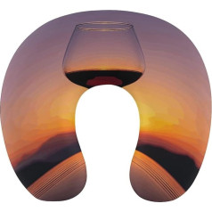 Sonnenuntergang Weinglas Reisekissen Bequemes Reise-Nackenkissen U-Form Stützkopf zur Linderung von Müdigkeit Tragbare Kissen Geeignet für Flugzeuge Züge Selbstfahrende Autos